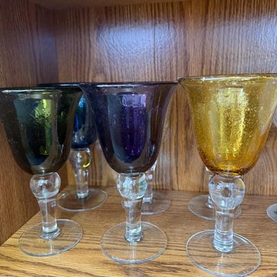 Beautiful Set of 6 Artland Stemmed Glasses - Blown Glass - 8'' Tall