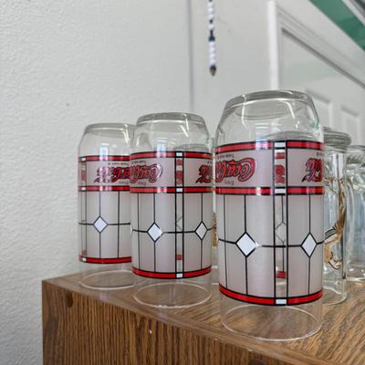 set of 3 Vintage 1970's 16 oz Enjoy Coca Cola Tumbler Frosted