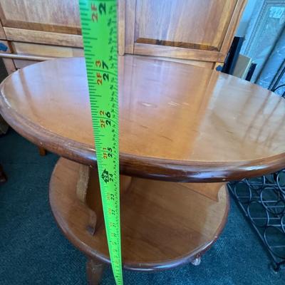  Heirloom Nutmeg Maple Colonial Early American 25" Round Tiered Accent End Table 