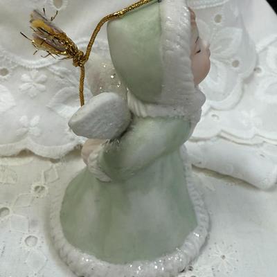 Vintage Giftco Inc Winged Kissing Angels Pink Green Set Of 2