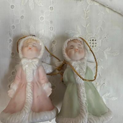 Vintage Giftco Inc Winged Kissing Angels Pink Green Set Of 2