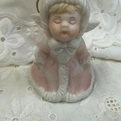 Vintage Giftco Inc Winged Kissing Angels Pink Green Set Of 2