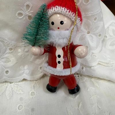 Wooden Santa Claus Christmas Ornament