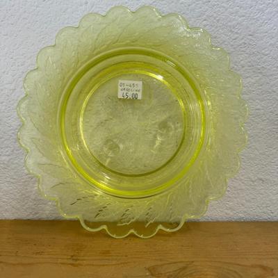 ellow Vaseline Covered Butter Dish 