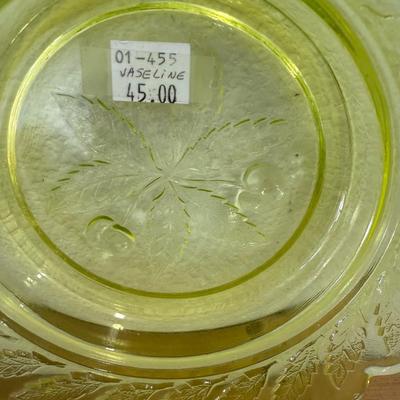 ellow Vaseline Covered Butter Dish 