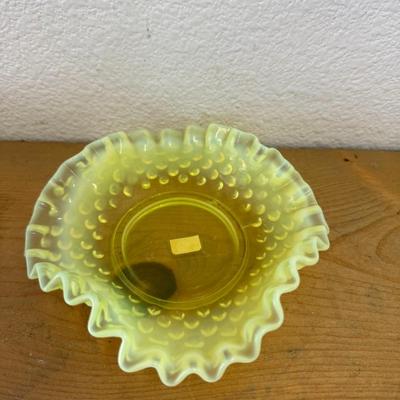 Fenton Hobnail Vaseline Glass small all purpose catch all tidbit dish