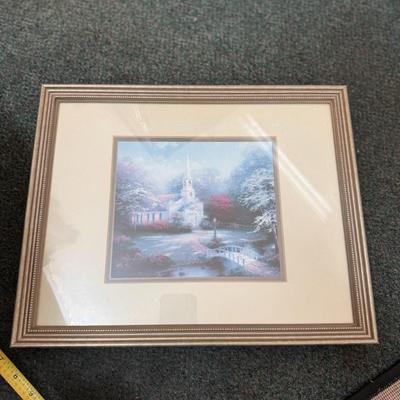 Thomas Kinkade Framed Matted Print "Hometown Chapel"