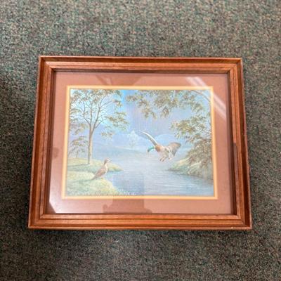 Vintage F. Osborne "Mallard Ducks"Foil-8" x 6"-14.5 X 12.5 Foil/Signed/Framed