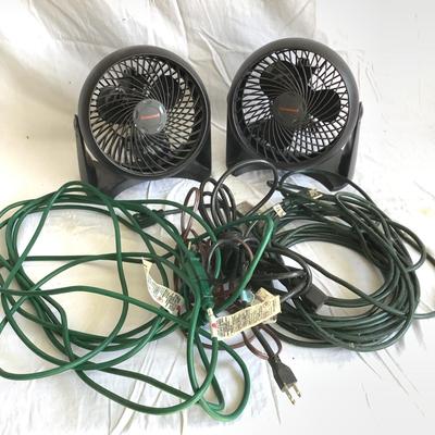 G8145 Lot of Two Honeywell Fans with Extension Cords