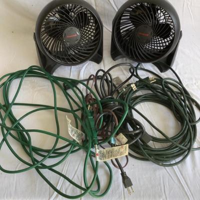 G8145 Lot of Two Honeywell Fans with Extension Cords