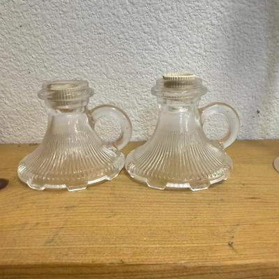 PAIR OF VINTAGE CANDLESTICK HOLDERS CLEAR GLASS