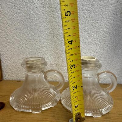 PAIR OF VINTAGE CANDLESTICK HOLDERS CLEAR GLASS