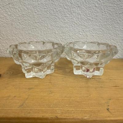 Pair of Clear star candle holder