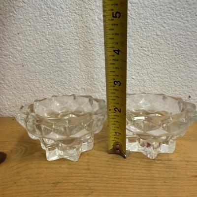 Pair of Clear star candle holder