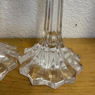 Gorham Crystal Candlestick Set Vintage Lotus Flower Shaped Glass Candle Holder Pair Two Candlesticks Table Decoration