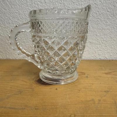 Antique Clear Glass Thick Heavy Decorated Clear Glass Creamer