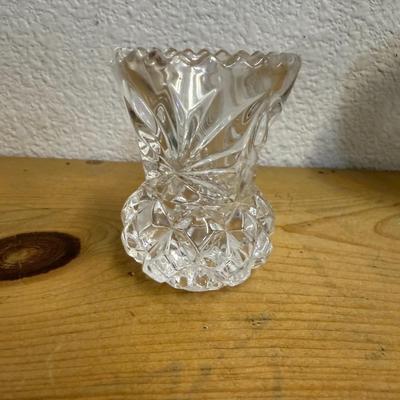 Vintage Lead Crystal Toothpick Holder - Pineapple Cut