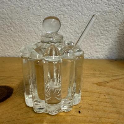 Heisey Glass Crystolite Mustard Pot & Lid