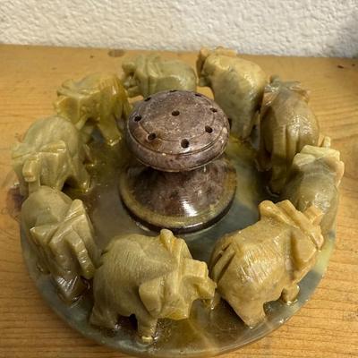 Vintage Antique Elephant Statue under Aroma Sticks, Marble,Handmad
