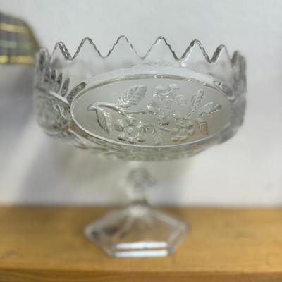 Vintage Flora Collection Jardiniere On Pedestal 24% Full Lead Crystal 7”