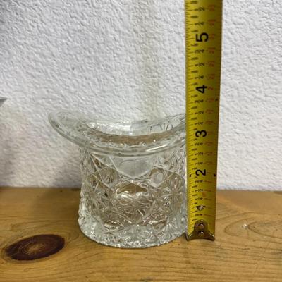 Small Clear Glass TOP HAT, Piece, Buttons and Daisy - pre- 1970 