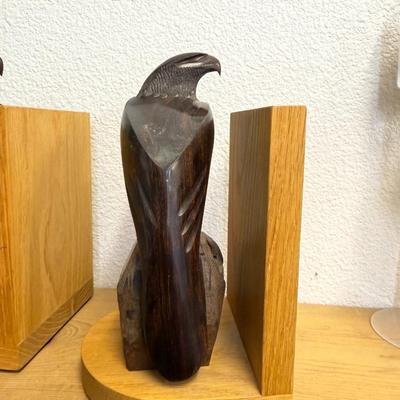 Vtg. Ironwood Bald Eagle Pair BookendsVintage Ducks Unlimited Painted Canvasback Duck Decoy Wood Bookends