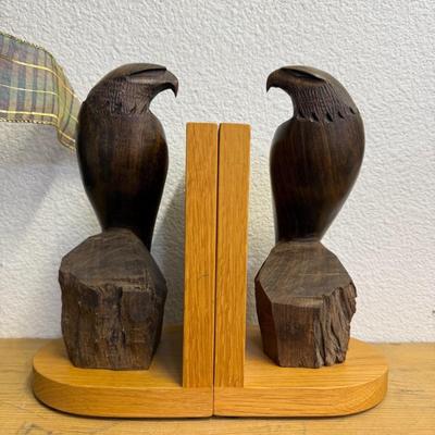Vtg. Ironwood Bald Eagle Pair BookendsVintage Ducks Unlimited Painted Canvasback Duck Decoy Wood Bookends