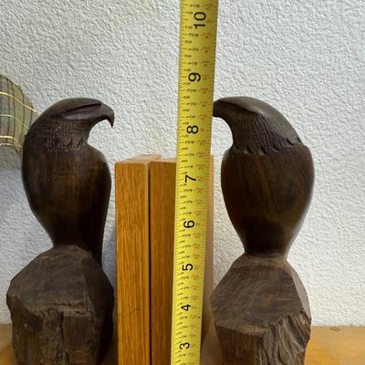 Vtg. Ironwood Bald Eagle Pair BookendsVintage Ducks Unlimited Painted Canvasback Duck Decoy Wood Bookends