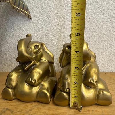 Brass Elephant Bookends