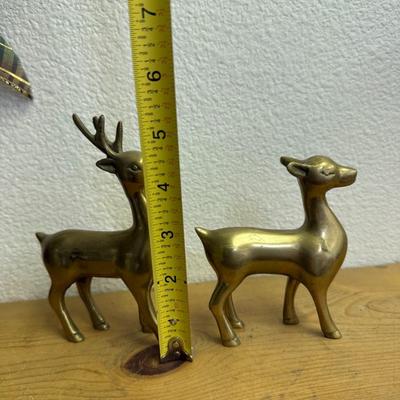 Pair of brass deer