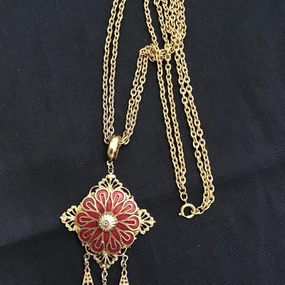 Filagree Red Enamel Statement Necklace