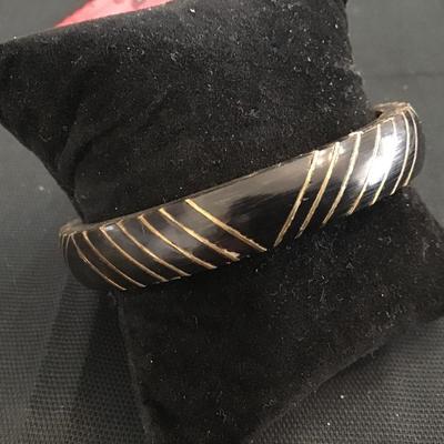 Wood Bangle Gold Inlay