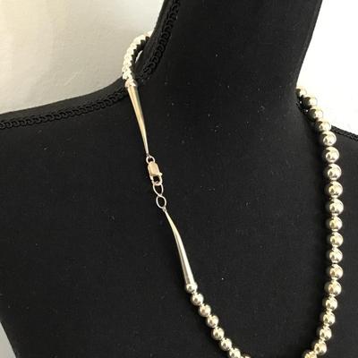 Tested 925 Silver Beaded Necklace Large Statement