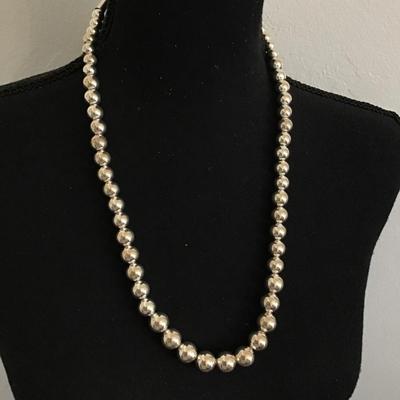 Tested 925 Silver Beaded Necklace Large Statement