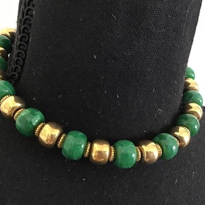 Trafari Vintage Gold Green Necklace