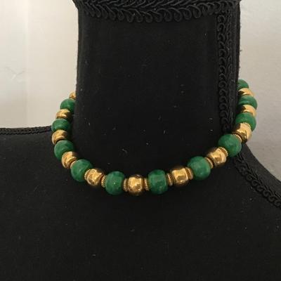 Trafari Vintage Gold Green Necklace