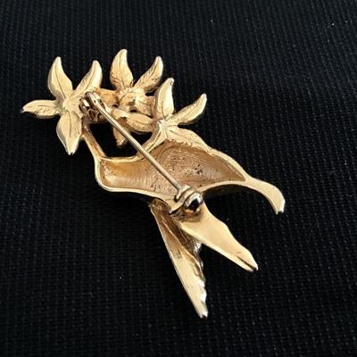 Vintage Rhinestone Brooch Hummingbird