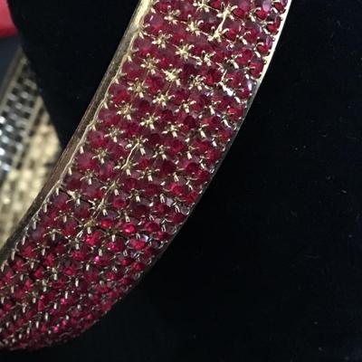 Ruby Red Rhinestone Bangle