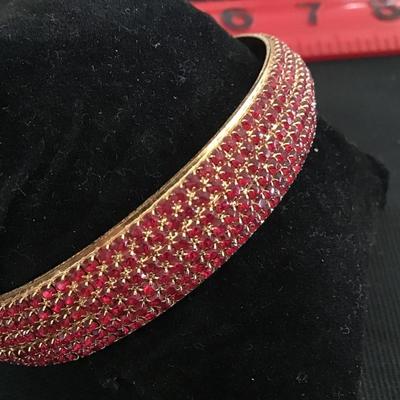 Ruby Red Rhinestone Bangle