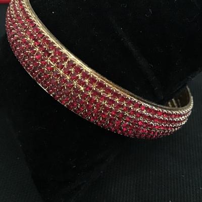 Ruby Red Rhinestone Bangle