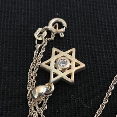 Silver 925 Chain and Pendant. Star Of David