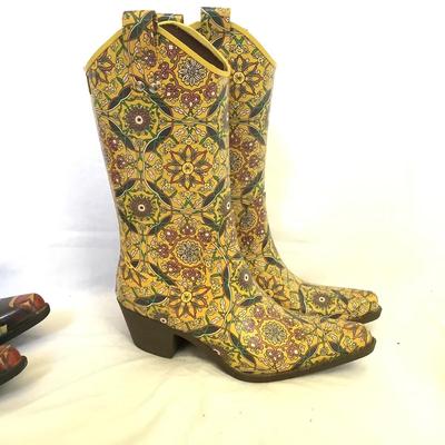 MB8193 Two Pairs of Cowboy Rain boots size 7 & 8