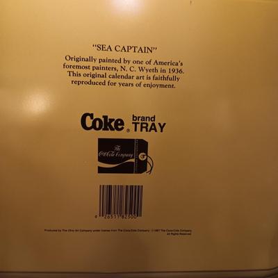 12 TIARA GLASS DESSERT PEDESTAL BOWLS AND A TIN COCA-COLA TRAY