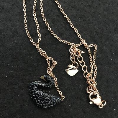 Swarovski. Rose Gold Iconic Black Crystal Necklace