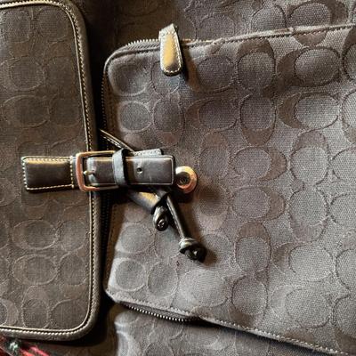 RARE Authentic Coach Black Fabric Leather Trimmed Backpack