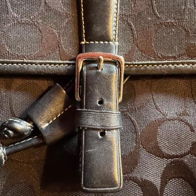 RARE Authentic Coach Black Fabric Leather Trimmed Backpack