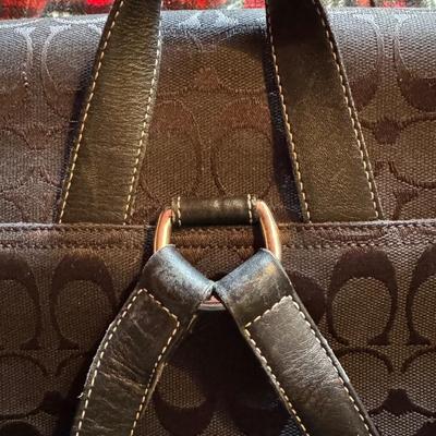RARE Authentic Coach Black Fabric Leather Trimmed Backpack