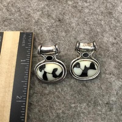 Vintage signed XX , faux stone stud earrings