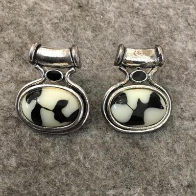 Vintage signed XX , faux stone stud earrings