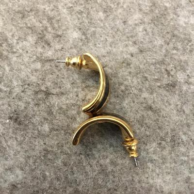 Black and gold toned enamel earrings by Napier in excellent condition